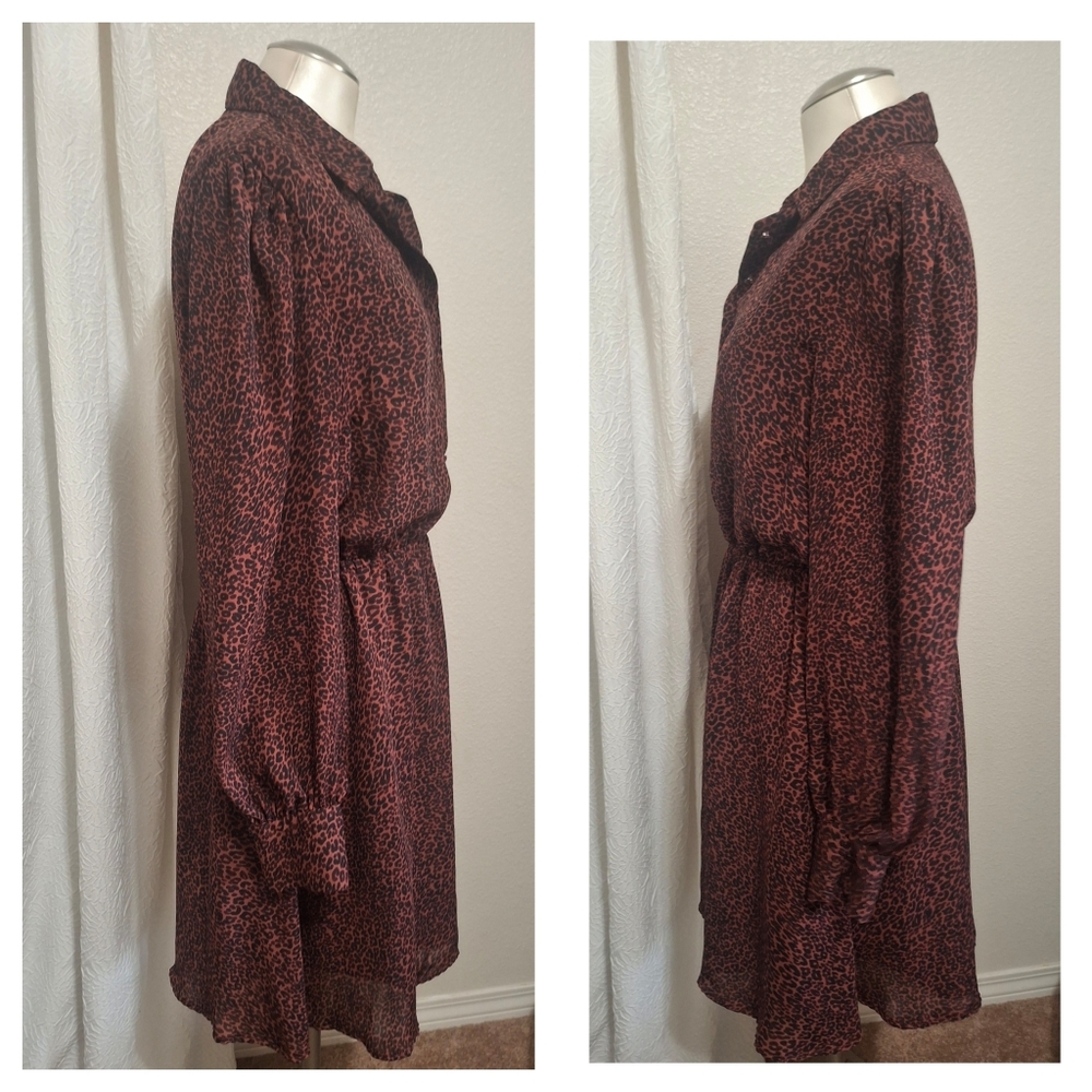 Cupcakes And Cashmere Sheryl Leopard Print Long Sleeve Minidress Sz M - Picture 5 of 15